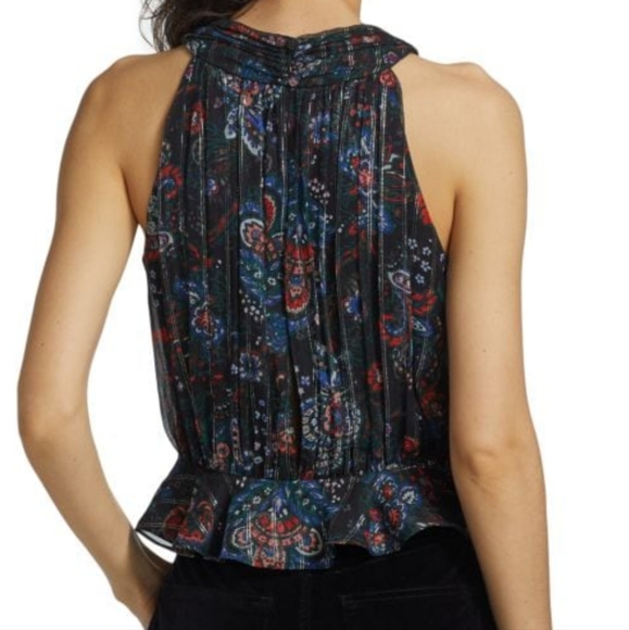 Veronica Beard Kailani Metallic Top in Black Multi - Picture 2 of 4